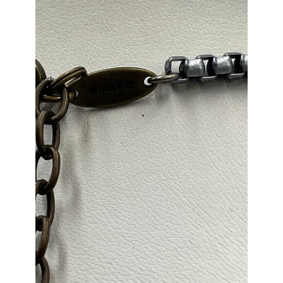 SABIKA Designer Two Tone Dark
Grey Metal Purple Black Bead Y Style Necklace - Picture 4 of 10